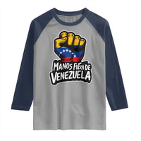 Manos Fuera De Venezuela Raglan Shirt Venezuelan Flag - Wonder Print Shop