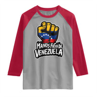 Manos Fuera De Venezuela Raglan Shirt Venezuelan Flag - Wonder Print Shop