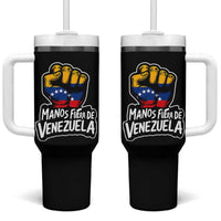 Manos Fuera De Venezuela Tumbler With Handle Venezuelan Flag - Wonder Print Shop