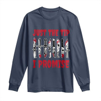 Funny Halloween Just The Tip I Promise Long Sleeve Shirt Horror Movie Knives - Wonder Print Shop