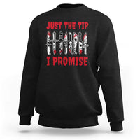 Funny Halloween Just The Tip I Promise Sweatshirt Horror Movie Knives - Wonder Print Shop