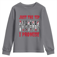 Funny Halloween Just The Tip I Promise Youth Sweatshirt Horror Movie Knives - Wonder Print Shop