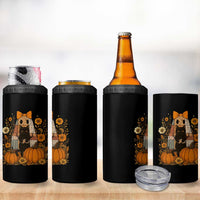 Halloween Vintage Patchwork Ghost Holding Black Cat Groovy Floral 4 in 1 Can Cooler Tumbler - Wonder Print Shop