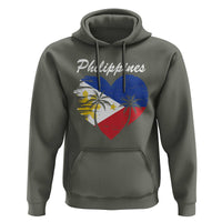 Filipino Pride Hoodie Pinoy Vintage Philippines Flag Heart - Wonder Print Shop