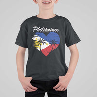 Filipino Pride T Shirt For Kid Pinoy Vintage Philippines Flag Heart - Wonder Print Shop