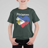 Filipino Pride T Shirt For Kid Pinoy Vintage Philippines Flag Heart - Wonder Print Shop
