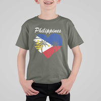 Filipino Pride T Shirt For Kid Pinoy Vintage Philippines Flag Heart - Wonder Print Shop