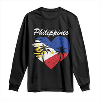 Filipino Pride Long Sleeve Shirt Pinoy Vintage Philippines Flag Heart - Wonder Print Shop