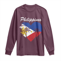 Filipino Pride Long Sleeve Shirt Pinoy Vintage Philippines Flag Heart - Wonder Print Shop