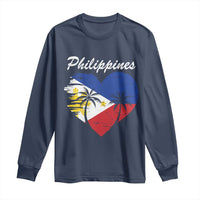 Filipino Pride Long Sleeve Shirt Pinoy Vintage Philippines Flag Heart - Wonder Print Shop