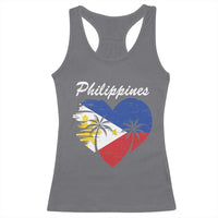 Filipino Pride Racerback Tank Top Pinoy Vintage Philippines Flag Heart - Wonder Print Shop