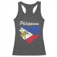 Filipino Pride Racerback Tank Top Pinoy Vintage Philippines Flag Heart - Wonder Print Shop
