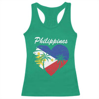 Filipino Pride Racerback Tank Top Pinoy Vintage Philippines Flag Heart - Wonder Print Shop
