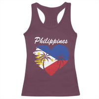 Filipino Pride Racerback Tank Top Pinoy Vintage Philippines Flag Heart - Wonder Print Shop