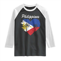 Filipino Pride Raglan Shirt Pinoy Vintage Philippines Flag Heart - Wonder Print Shop