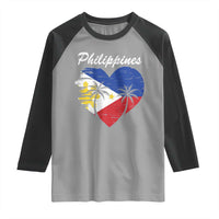 Filipino Pride Raglan Shirt Pinoy Vintage Philippines Flag Heart - Wonder Print Shop