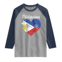 Filipino Pride Raglan Shirt Pinoy Vintage Philippines Flag Heart - Wonder Print Shop
