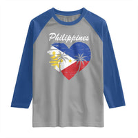 Filipino Pride Raglan Shirt Pinoy Vintage Philippines Flag Heart - Wonder Print Shop