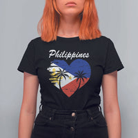 Filipino Pride T Shirt For Women Pinoy Vintage Philippines Flag Heart - Wonder Print Shop