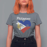 Filipino Pride T Shirt For Women Pinoy Vintage Philippines Flag Heart - Wonder Print Shop