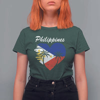 Filipino Pride T Shirt For Women Pinoy Vintage Philippines Flag Heart - Wonder Print Shop