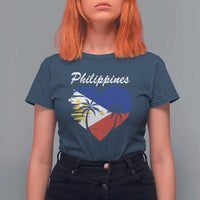 Filipino Pride T Shirt For Women Pinoy Vintage Philippines Flag Heart - Wonder Print Shop