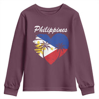 Filipino Pride Youth Sweatshirt Pinoy Vintage Philippines Flag Heart - Wonder Print Shop