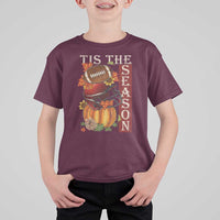 Thanksgiving Tis The Season T Shirt For Kid American Football Pumpkin Fall Season - Wonder Print Shop
