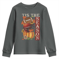Thanksgiving Tis The Season Youth Sweatshirt American Football Pumpkin Fall Season - Wonder Print Shop