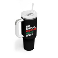 Funny Life Happens Christmas Music Helps Tumbler With Handle Xmas Songs Holiday Season - Wonder Print Shop