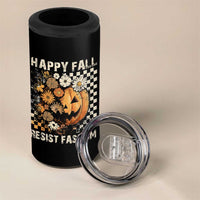 Happy Fall Resist Fascism 4 in 1 Can Cooler Tumbler Halloween Fall Pumpkin - Wonder Print Shop