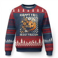 Happy Fall Resist Fascism Ugly Christmas Sweater Halloween Fall Pumpkin - Wonder Print Shop