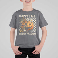 Happy Fall Resist Fascism T Shirt For Kid Halloween Fall Pumpkin - Wonder Print Shop