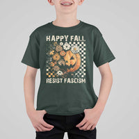 Happy Fall Resist Fascism T Shirt For Kid Halloween Fall Pumpkin - Wonder Print Shop