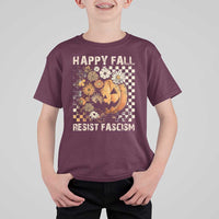 Happy Fall Resist Fascism T Shirt For Kid Halloween Fall Pumpkin - Wonder Print Shop