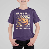 Happy Fall Resist Fascism T Shirt For Kid Halloween Fall Pumpkin - Wonder Print Shop