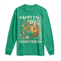 Happy Fall Resist Fascism Long Sleeve Shirt Halloween Fall Pumpkin - Wonder Print Shop