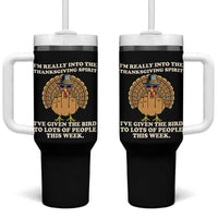 Funny Thanksgiving Turkey Tumbler With Handle I Am Really Into The Thanksgiving Spirit I Have Given The Bird - Wonder Print Shop