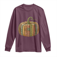 Book Pumpkin Autumn Fall Librarians Bookworm Teacher Long Sleeve Shirt - Wonder Print Shop