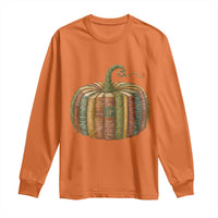 Book Pumpkin Autumn Fall Librarians Bookworm Teacher Long Sleeve Shirt - Wonder Print Shop