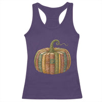 Book Pumpkin Autumn Fall Librarians Bookworm Teacher Racerback Tank Top - Wonder Print Shop
