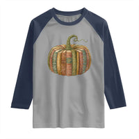 Book Pumpkin Autumn Fall Librarians Bookworm Teacher Raglan Shirt - Wonder Print Shop