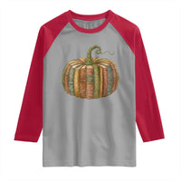 Book Pumpkin Autumn Fall Librarians Bookworm Teacher Raglan Shirt - Wonder Print Shop