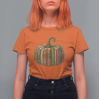 Book Pumpkin Autumn Fall Librarians Bookworm Teacher T Shirt For Women - Wonder Print Shop