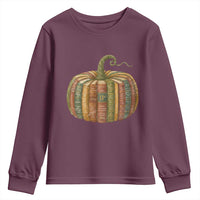 Book Pumpkin Autumn Fall Librarians Bookworm Teacher Youth Sweatshirt - Wonder Print Shop