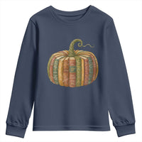 Book Pumpkin Autumn Fall Librarians Bookworm Teacher Youth Sweatshirt - Wonder Print Shop
