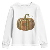Book Pumpkin Autumn Fall Librarians Bookworm Teacher Youth Sweatshirt - Wonder Print Shop