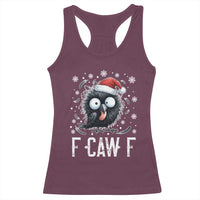 Funny F Caw F Christmas Crow Racerback Tank Top Santa Raven Xmas Holiday - Wonder Print Shop
