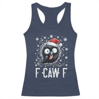 Funny F Caw F Christmas Crow Racerback Tank Top Santa Raven Xmas Holiday - Wonder Print Shop