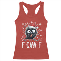 Funny F Caw F Christmas Crow Racerback Tank Top Santa Raven Xmas Holiday - Wonder Print Shop